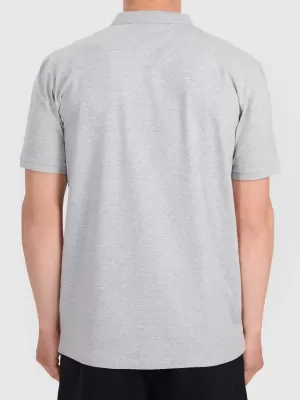Tricou pentru bărbați cu guler 4F WMM00TPTSM0770 MELANGE GRI ÎNCHIS