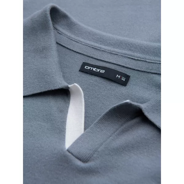  Tricou pentru bărbați cu guler OMBRE OM-POLS-0138 GRI 