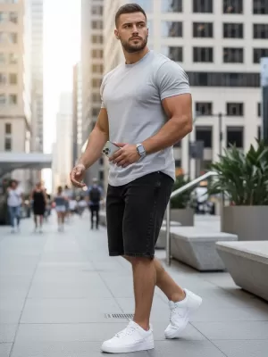 Tricou pentru bărbați DSTREET RX5675 GRI DESCHIS