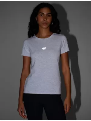 Tricou pentru femei 4F WMM00TTSHF2255 MELANGE GRI DESCHIS RECE