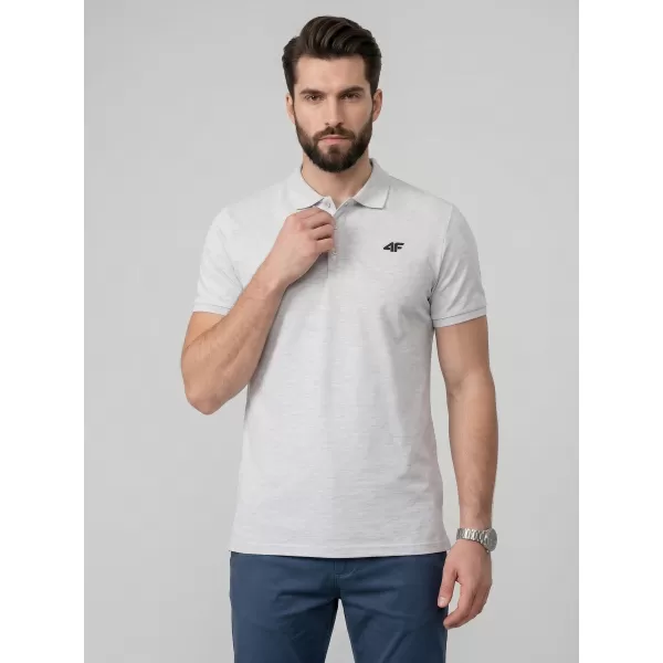  Tricou pentru bărbați cu guler 4F WMM00TPTSM0771 MELANGE GRI DESCHIS RECE 