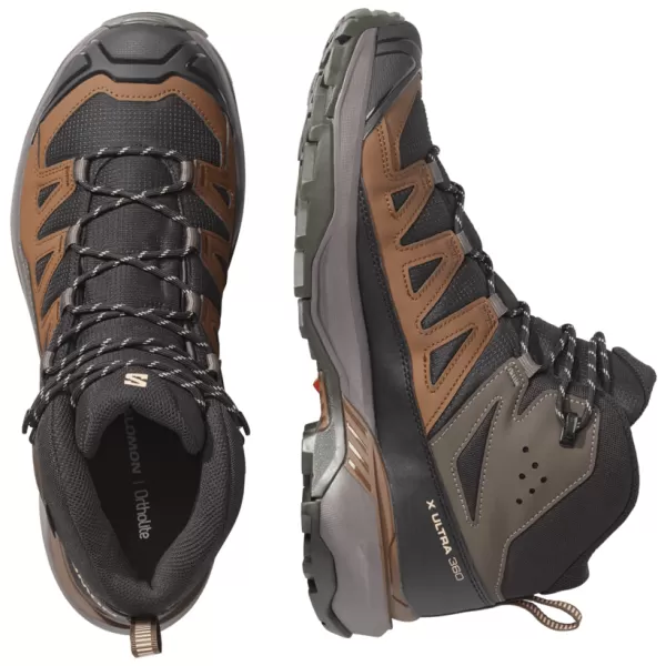  Pantofi pentru bărbați SALOMON X ULTRA 360 MID GORE-TEX L45473200 NEGRU/GRI PESCĂRUŞ ÎNCHIS/PĂMÂNT ÎNTUNECAT 
