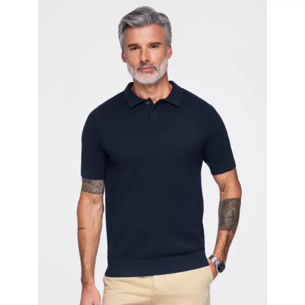  Tricou polo pentru bărbați OMBRE OM-POSS-0178 ALBASTRU MARIN 