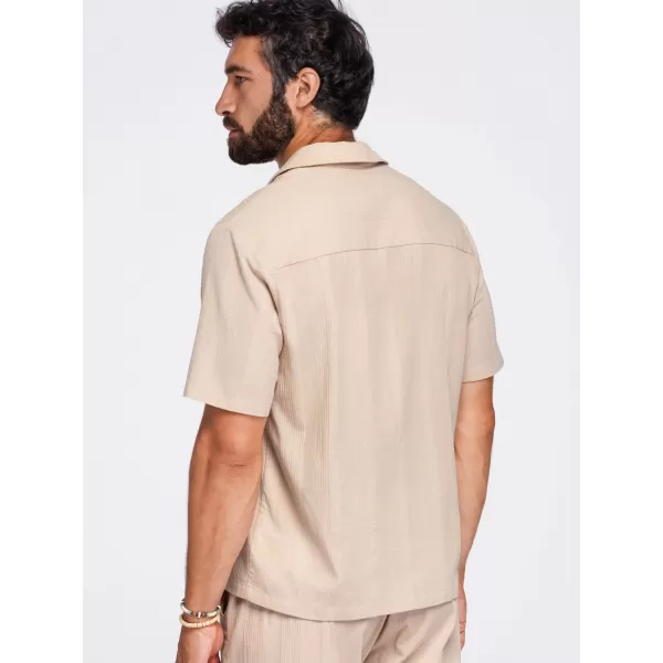  Cămașă pentru bărbați OMBRE OM-SHSS-0221 MARO DESCHIS 