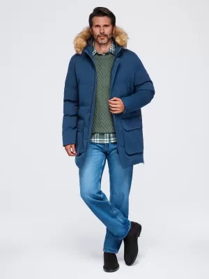 Parka pentru bărbați OMBRE OM-JALJ-0310 ALBASTRU MARIN