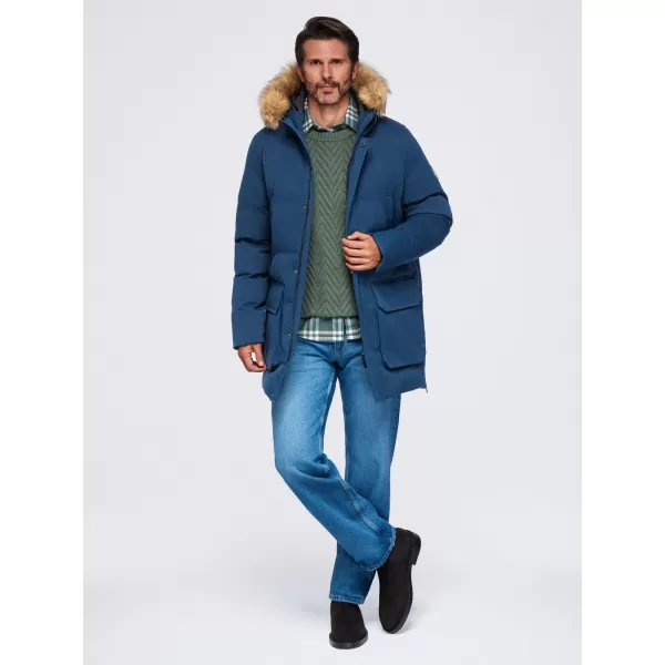  Parka pentru bărbați OMBRE OM-JALJ-0310 ALBASTRU MARIN 