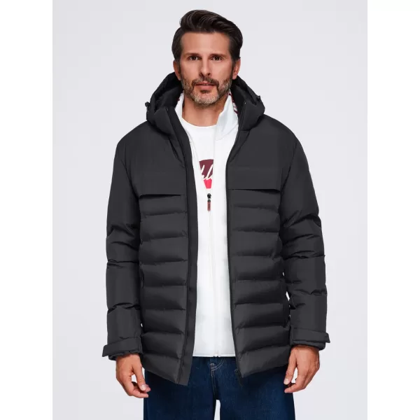  Geaca de iarna matlasata pentru barbati OMBRE OM-JAHP-0305 NEGRU 