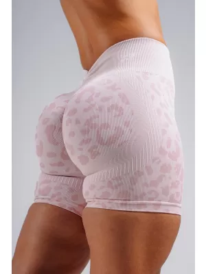 Pantaloni scurți de compresie push-up cu imprimeu leopard NEBBIA PRIMAL 856 LEOPARD ROZ