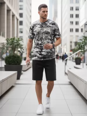 Tricou pentru bărbați DSTREET NX2001R-SL-M GRI DESCHIS