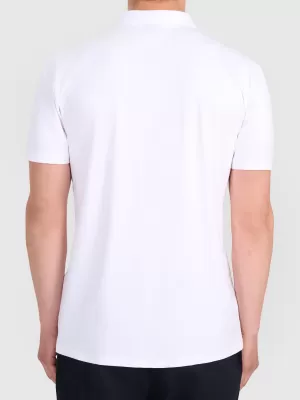 Tricou pentru bărbați cu guler 4F WMM00TPTSM0770 ALB