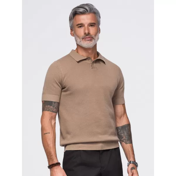 Tricou polo pentru bărbați OMBRE OM-POSS-0178 MARO DESCHIS 