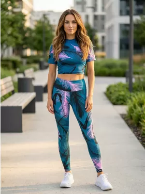 Jambiere lungi premium pentru femei (dimensiuni noi) ALTISPORT VOJ/ALW001LEG05 BENZINĂ/ROZ DESCHIS