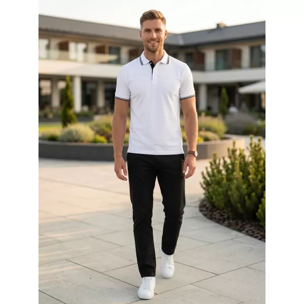  Tricou pentru bărbați cu guler MALFINI FOCUS 232 ALB 