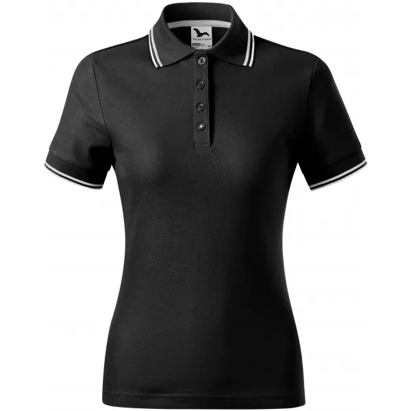  Tricou de damă cu guler MALFINI FOCUS 233 NEGRU 