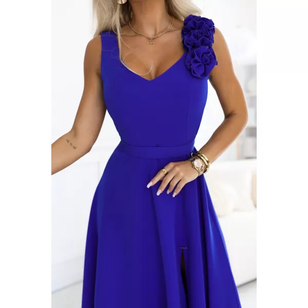  Rochie de femei NUMOCO 643-8 ALBASTRU DE FLOAREA DE COLT 