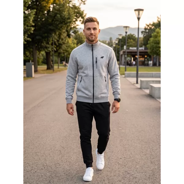  Hanorac pentru bărbați 4F WMM00TSWSM2547 MELANGE GRI DESCHIS RECE 
