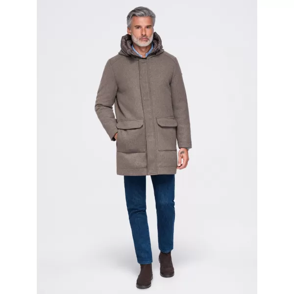  Parka pentru bărbați OMBRE OM-COWC-0161 CENUȘIU 