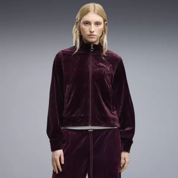  Geaca de dama PUMA ESS ELEVATED VELOUR TRACKJACKET 69402124 RUBY NOIR 