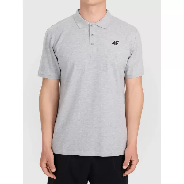  Tricou pentru bărbați cu guler 4F WMM00TPTSM0770 MELANGE GRI ÎNCHIS 