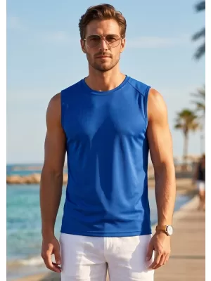 Maieu sport pentru bărbați MALFINI BREEZE 820 ALBASTRU REGAL
