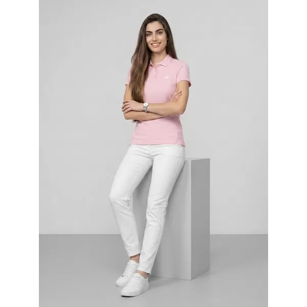  Tricou de damă cu guler 4F WMM00TPTSF0768 ROZ DESCHIS 