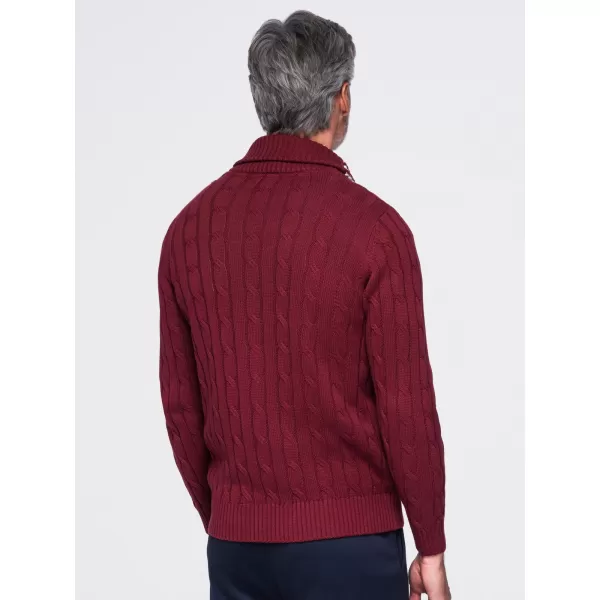  Cardigan pentru bărbați OMBRE OM-SWCD-0196 BURGUNDIA 