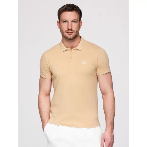  Tricou pentru bărbați cu guler OMBRE OM-POBS-0171 NEGRU/ALB/BEJ 