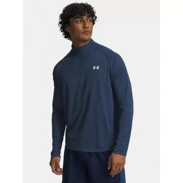  Tricou pentru bărbați UNDER ARMOUR UA TECH TEXTURED 1/2 ZIP 1382797-498 ALBASTRU 