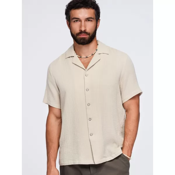  Cămașă pentru bărbați OMBRE OM-SHSS-0223 BEJ 