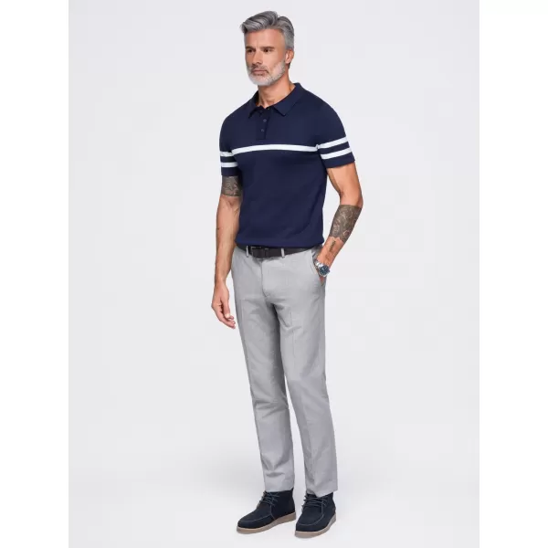  Tricou polo pentru bărbați OMBRE OM-POSS-0177 ALBASTRU MARIN 