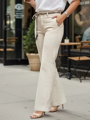 Pantaloni de dama DSTREET UY3058 ECRU