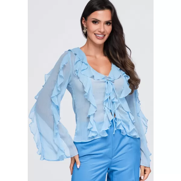  Bluza de dama OMBRE OW-TS-E0078 ALBASTRU 