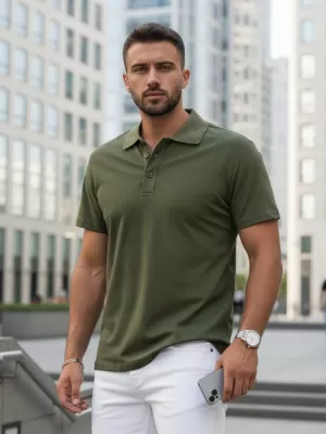 Tricou pentru bărbați cu guler DSTREET PX0511 VERDE