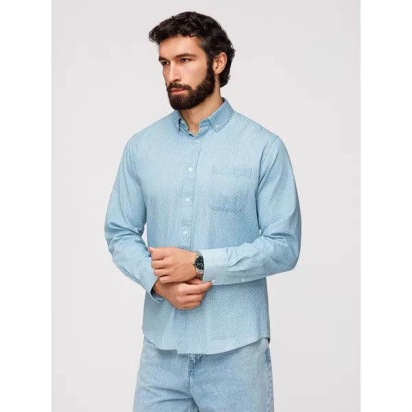  Cămașă pentru bărbați OMBRE K702 ALBASTRU DESCHIS 