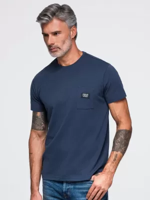 Tricou pentru bărbați OMBRE OM-TSCT-0305 ALBASTRU MARIN