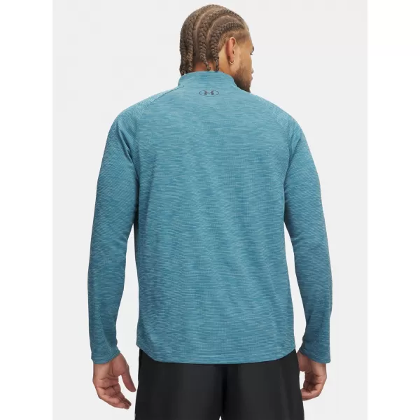  Tricou pentru bărbați UNDER ARMOUR TECH TEXTURED 1/2 ZIP 1382797-466 ALBASTRU 