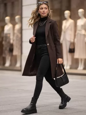 Palton de damă DSTREET NY0795 MARO