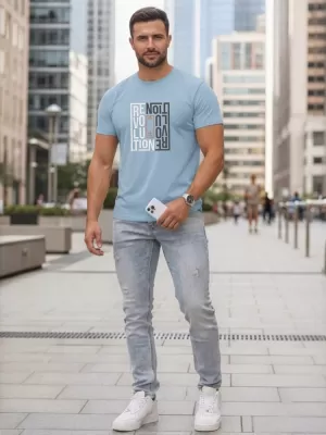 Tricou pentru bărbați DSTREET NX0143R-SK ALBASTRU DESCHIS