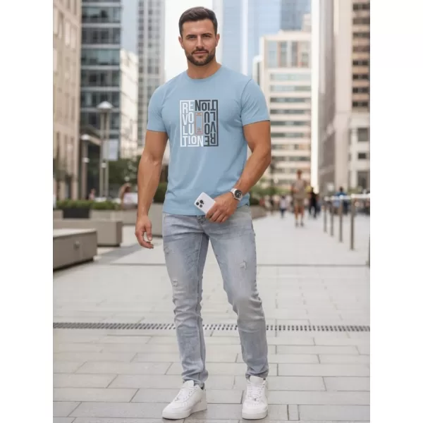  Tricou pentru bărbați DSTREET NX0143R-SK ALBASTRU DESCHIS 