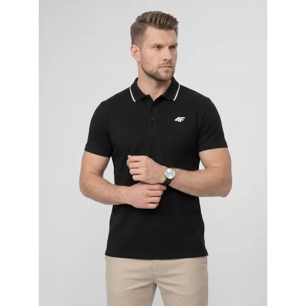  Tricou pentru bărbați cu guler 4F WMM00TPTSM0773 NEGRU ADÂNC 