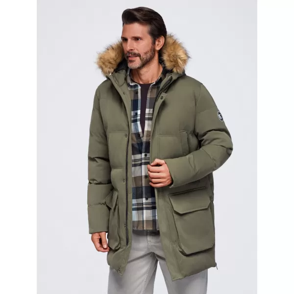  Parka pentru bărbați OMBRE OM-JALJ-0310 MĂSLINE ÎNCHISE 