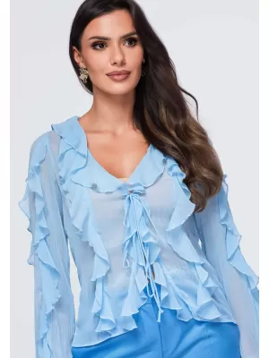 Bluza de dama OMBRE OW-TS-E0078 ALBASTRU