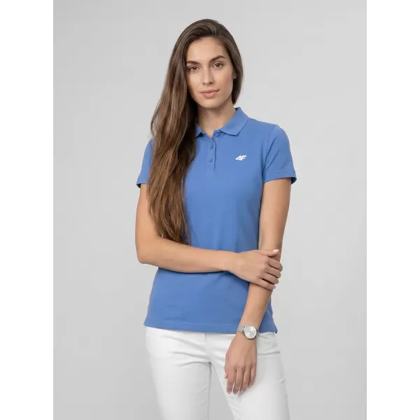  Tricou de damă cu guler 4F WMM00TPTSF0768 DENIM 