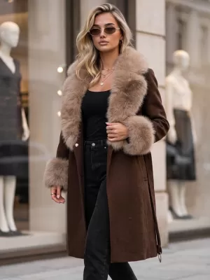 Palton de damă DSTREET TY6073 MARO