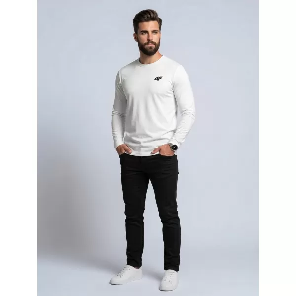  Tricou pentru bărbați cu mâneci lungi 4F WMM00TLONM611 ALB 