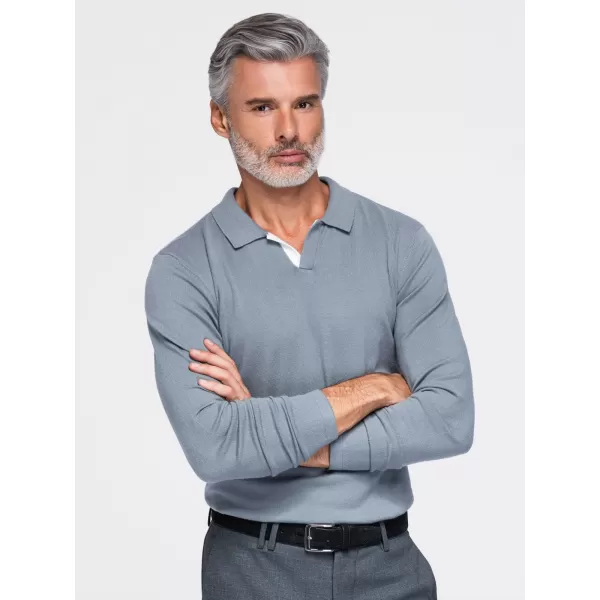  Tricou pentru bărbați cu guler OMBRE OM-POLS-0138 GRI 