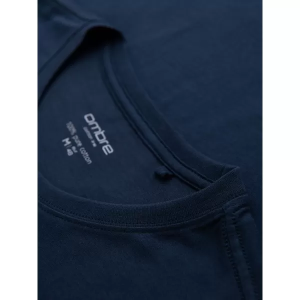  Tricou pentru bărbați OMBRE OM-LSBL-0142 ALBASTRU MARIN 