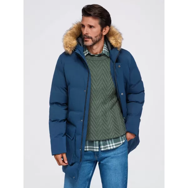  Parka pentru bărbați OMBRE OM-JALJ-0310 ALBASTRU MARIN 