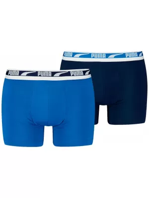 Boxeri pentru bărbați PUMA MEN EVERYDAY MULTI LOGO BOXER 2P 93832504 COMBINAȚIE ALBASTRĂ