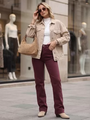 Pantaloni de dama DSTREET UY3105 BURGUNDIA
